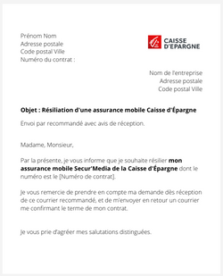 Résilier une assurance mobile Secur'Media Caisse d'Épargne