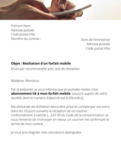 La lettre de résiliation d'un forfait mobile