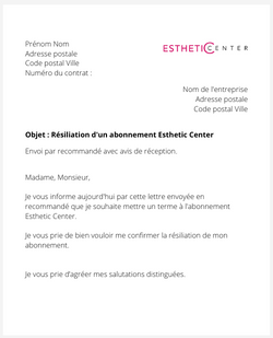 Résilier un abonnement Esthetic Center