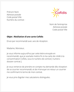 Résilier une carte Cofidis