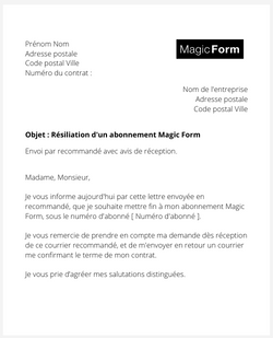 Résilier un abonnement Magic Form