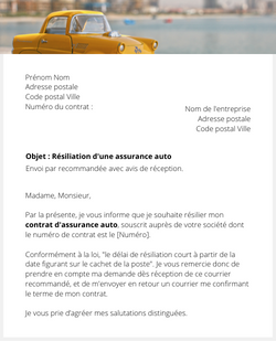 lettre resiliation assurance auto