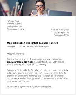 La lettre de résiliation d'une assurance mobile