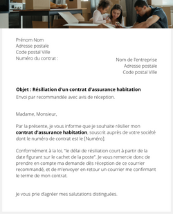 La lettre de résiliation d'une assurance habitation