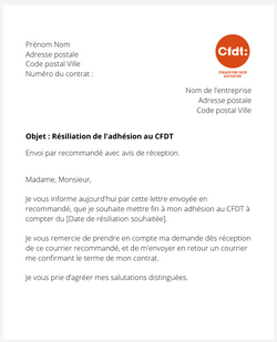 la lettre pour resilier une adhesion a la cfdt