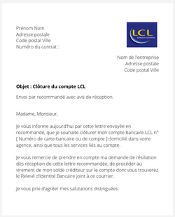 Résilier un compte bancaire LCL