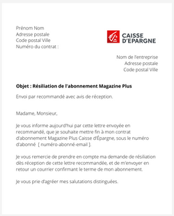 La lettre de résiliation Service Magazine Plus