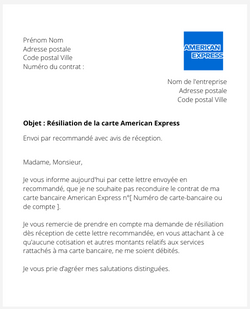 Résilier une carte American Express