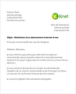 Résilier un contrat internet K-net
