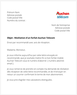 Résilier un forfait mobile Auchan Telecom