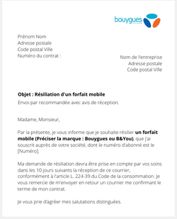 Résilier son forfait mobile Bouygues