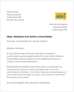 Résilier un forfait La Poste Mobile