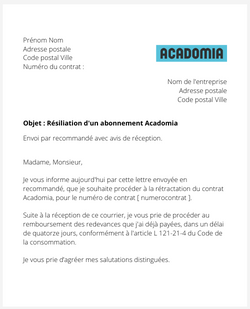 Résiliation d'un abonnement Acadomia