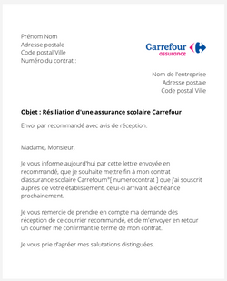 Résilier une assurance scolaire Carrefour