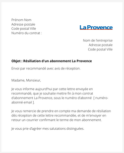 Résilier un abonnement au journal La Provence