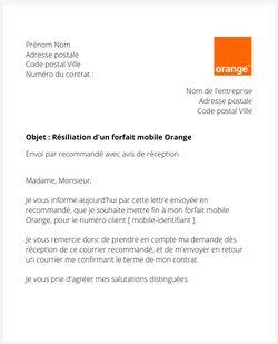 La lettre de résiliation d'un forfait mobile Orange