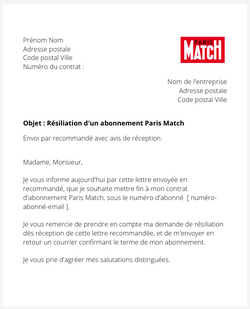 Résilier un abonnement Paris Match