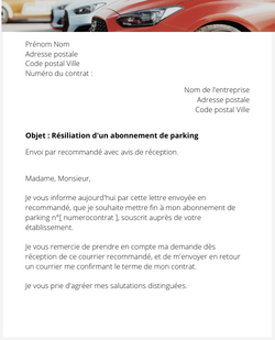 La lettre de résiliation d'un abonnement de parking