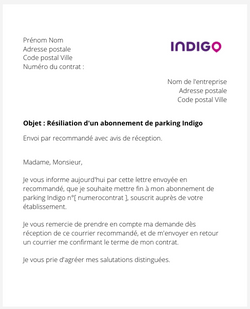 Résilier un abonnement de parking Indigo