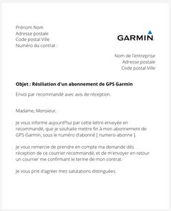 Résiliation d'un abonnement de GPS Garmin