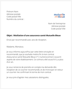 Résilier une assurance santé Mutuelle Bleue