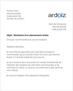 Résilier un abonnement Ardoid