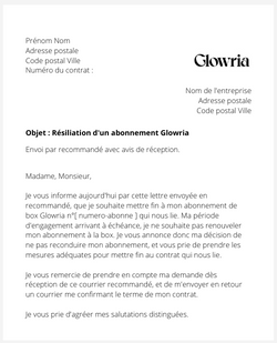 Résiliation d'une box Glowria