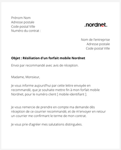 Résilier un forfait mobile Nordnet