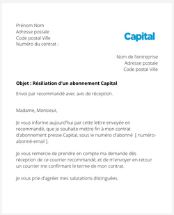 Résilier un abonnement Capital