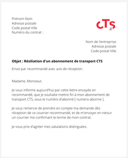 Résilier une abonnement de transport CTS