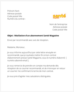 Résilier un abonnement à Santé Magazine