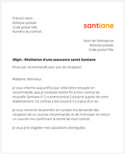 Résilier une assurance santé Santiane