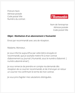 Résilier un abonnement au journal L'Humanité