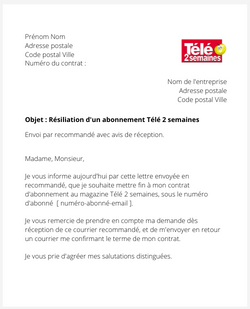 Résilier un abonnement Télé 2 Semaines