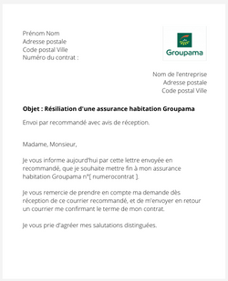 La lettre de résiliation d'une assurance logement Groupama