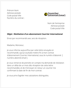 Résilier un abonnement à Courrier International