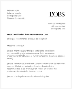 Résilier un abonnement à L'Obs