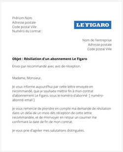 Résilier un abonnement au journal Le Figaro
