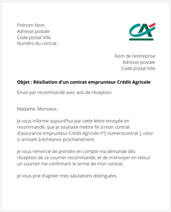 Résilier une assurance emprunteur Crédit Agricole