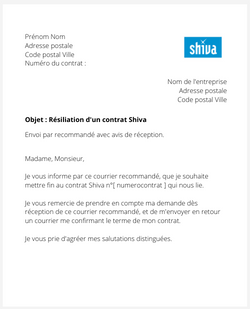 Résiliation d'un contrat Shiva