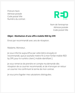 Résilier une abonnement mobile Red SFR