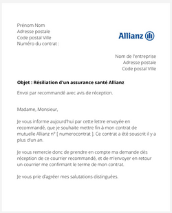 Résilier une mutuelle AGF-Allianz