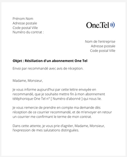 Résilier un abonnement One.Tel