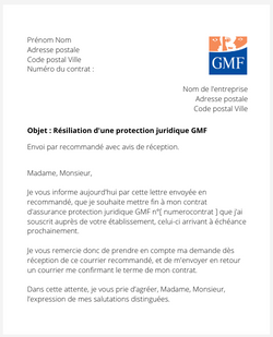 Résiliation d'une assurance protection juridique GMF