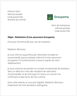 La lettre de résiliation d'une assurance Groupama