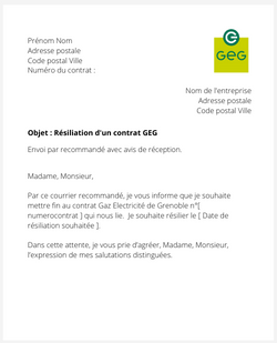 La lettre de résiliation d'un contrat d’énergie GEG