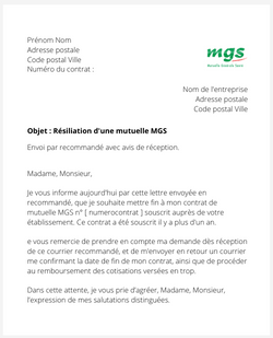 Résilier une assurance santé MGS