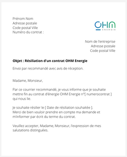 Résilier un contrat OHM Energie