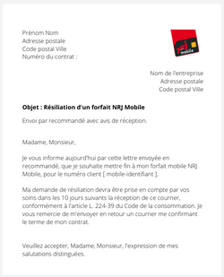 Résilier une box internet NRJ Mobile