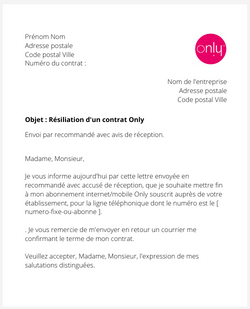 La lettre de résiliation d'une offre internet Only La Réunion